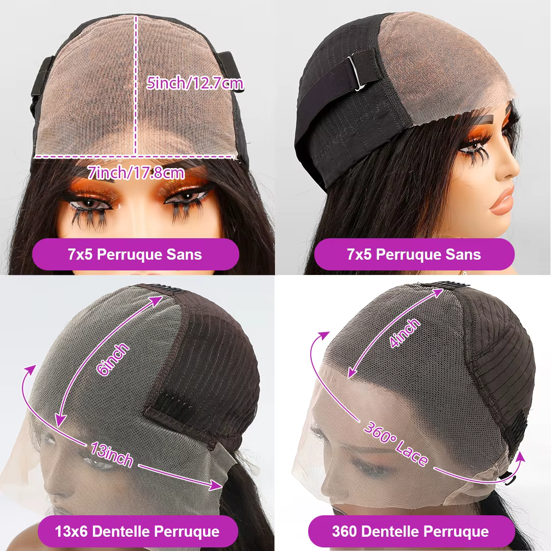 Perruque sans colle cheveux humains prête à porter deep wave brésilienne lace front bouclé HD 360 fu