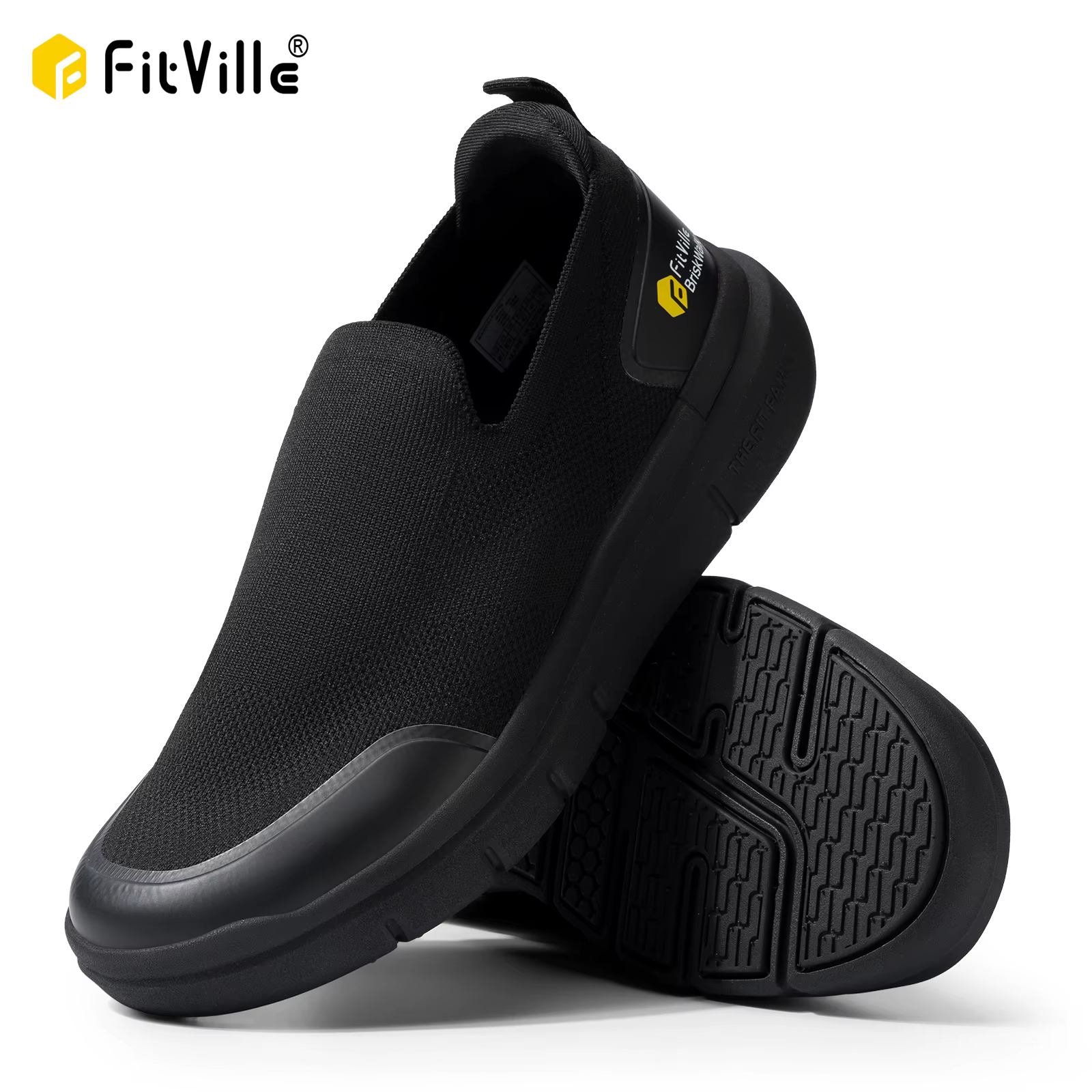 FitVille chaussures de marche pour hommes chaussures de fasciite plantaire Extra larges légères pour