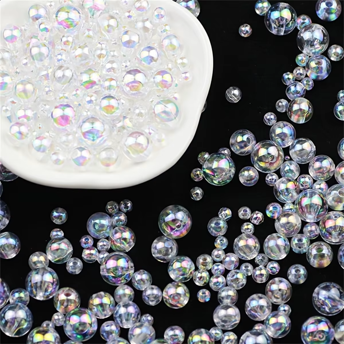 Perle d'imitation ABS 6mm/8mm/10mm, perles de couleur blanche transparente, matériel de bijouterie f