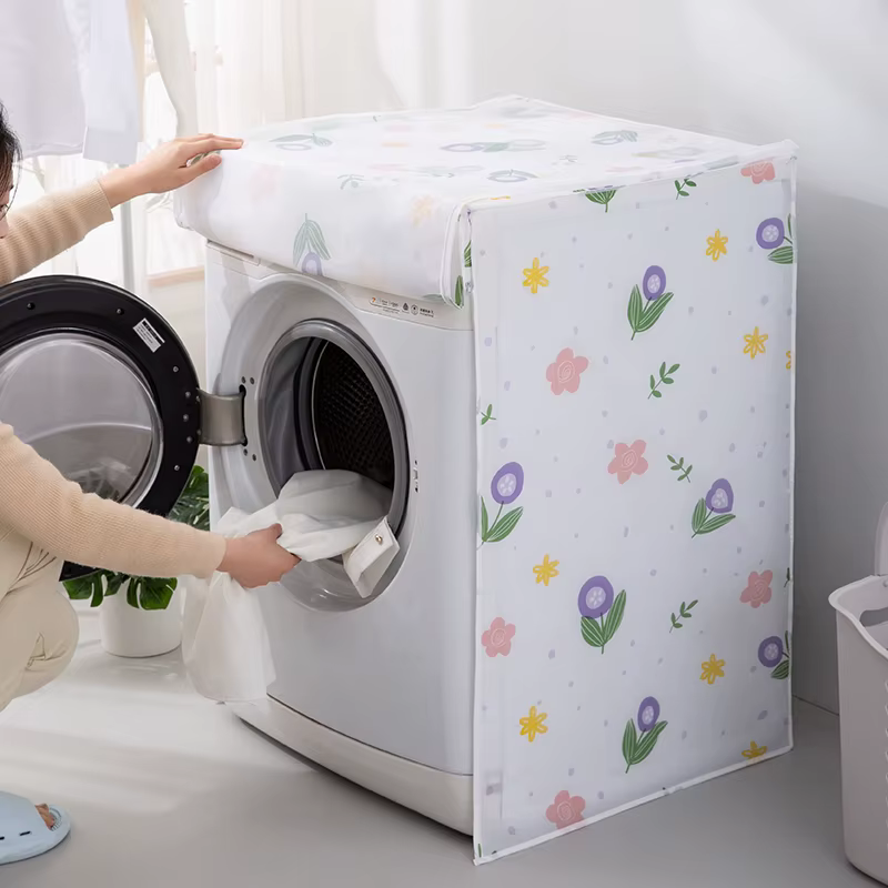 Couvercle anti-poussière pour Machine à laver à tambour, imprimé de dessin animé mignon, couverture 