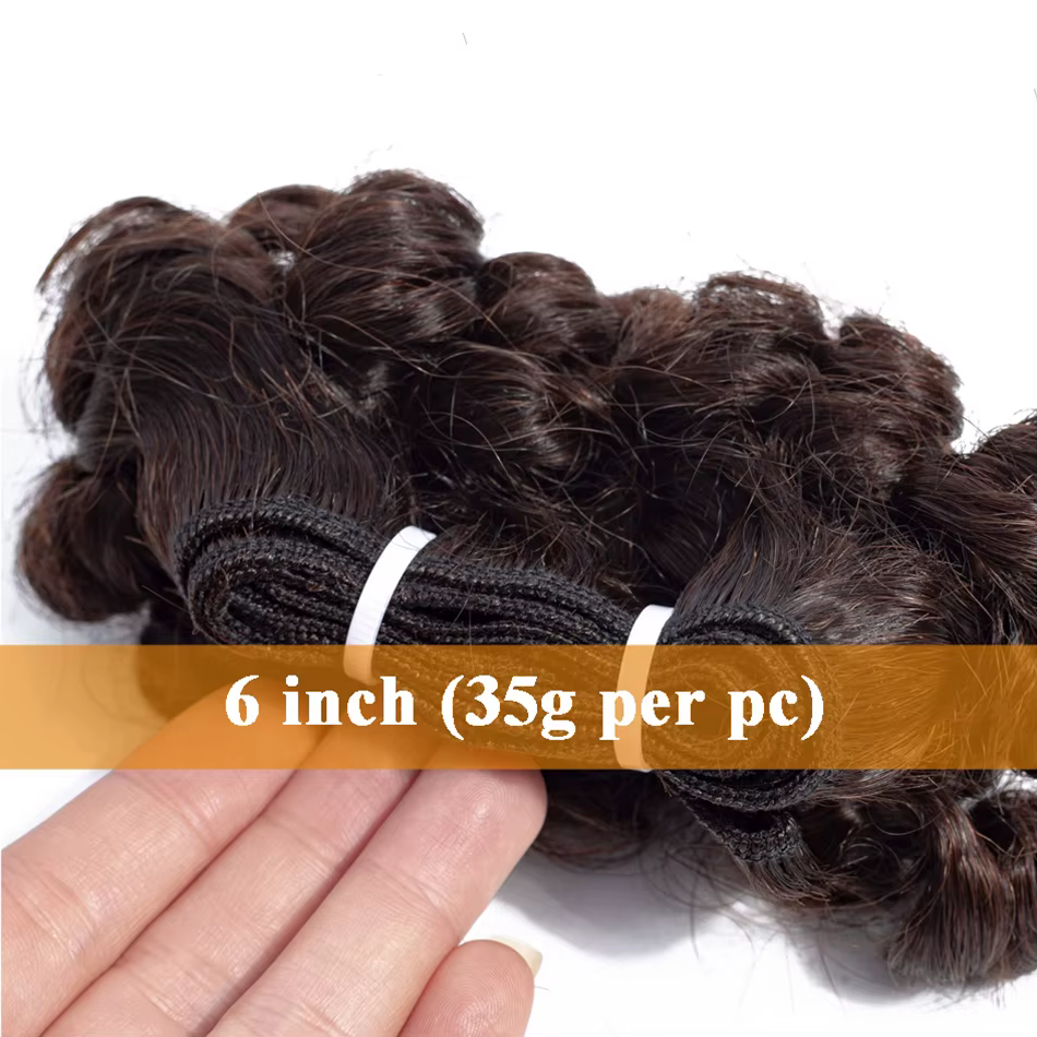 Paquets de cheveux bouclés rebondissants Double tirage indien 6 pouces coupe courte Remy Extensions 
