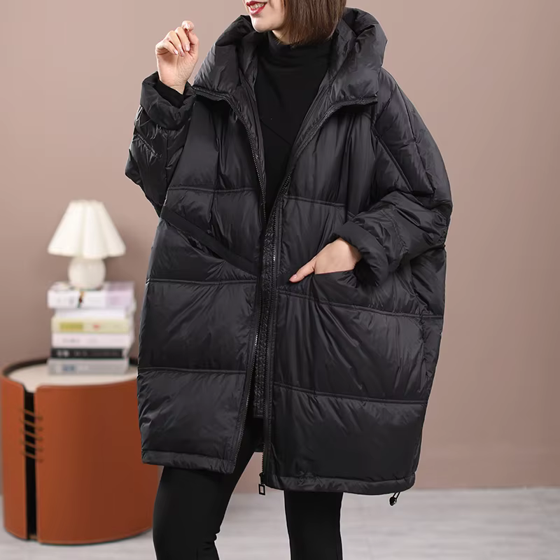 2025 nouveau hiver femmes duvet de canard blanc veste ample à capuche femmes épais chaud manteau déc