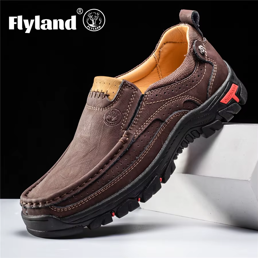 FLYLAND Chaussures habillées pour hommes, chaussures en cuir tendance, chaussures faites à la main p