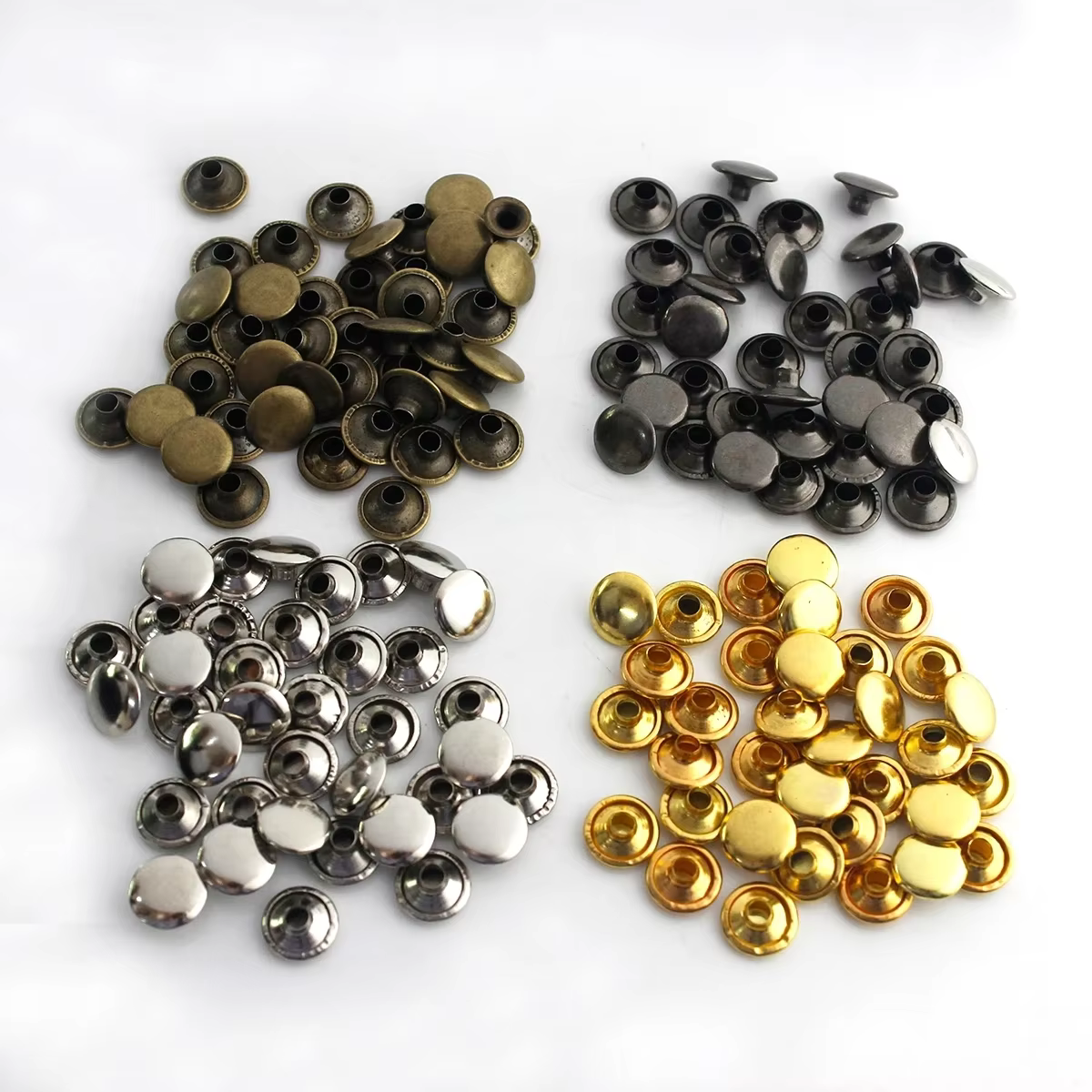 100 ensembles de Rivets à capuchon unique en métal de 3mm ~ 10mm, goujons ronds pour bricolage, sac