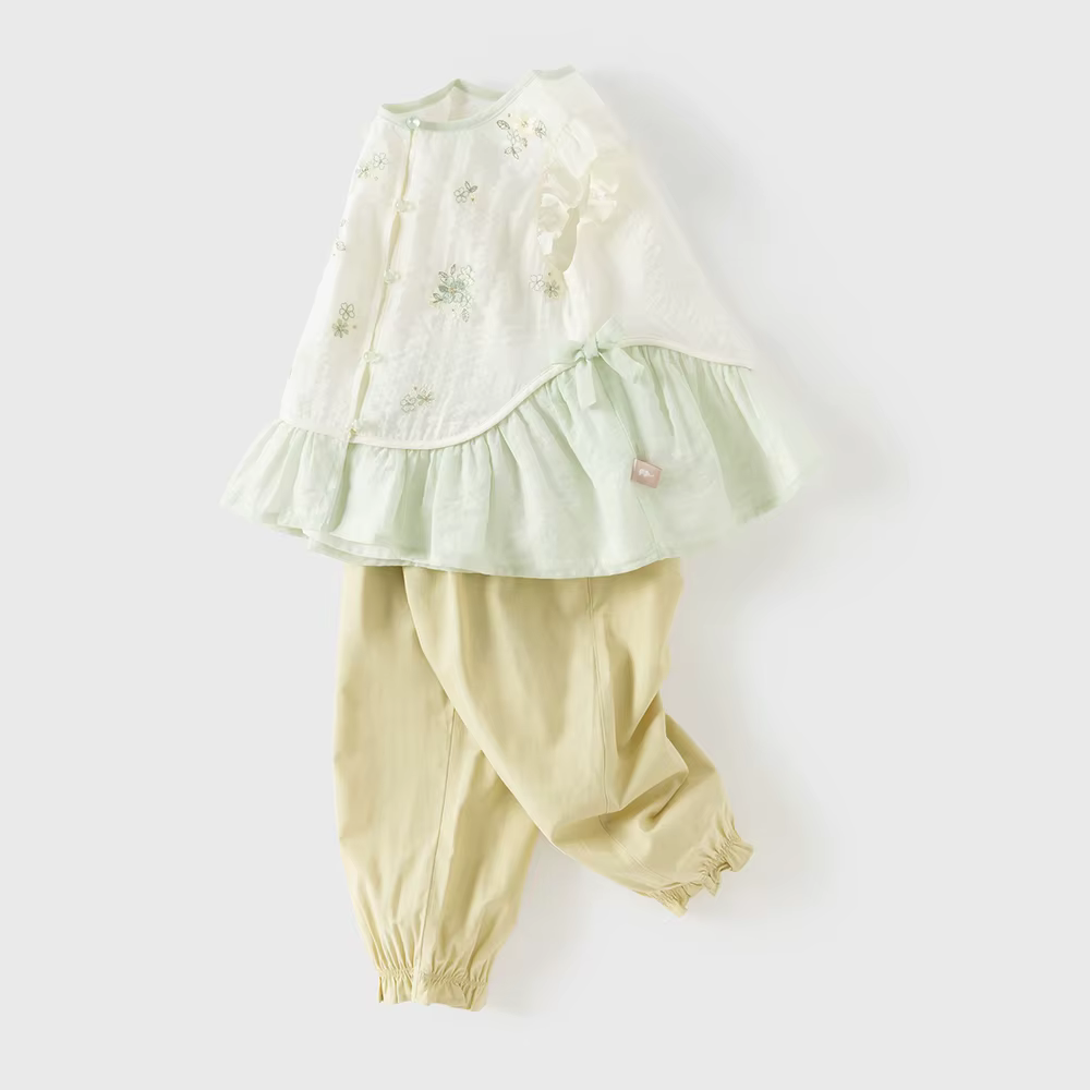 Dave Bella – ensemble 2 pièces brodé pour filles, chemise sans manches et pantalon, costumes pour en