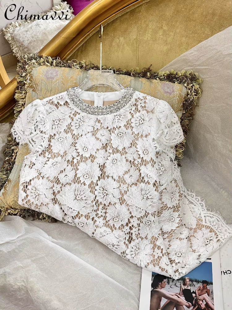 Robe à ongles française en dentelle, nouvelle mode lourde, haut de gamme, luxe, Slim, élégante, manc