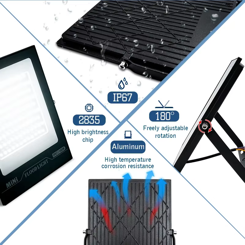 Projecteur LED 220V 10W 20W 30W 50W 100W 150W 200W IP67 Étanche pour l'extérieur, idéal pour l'éclai