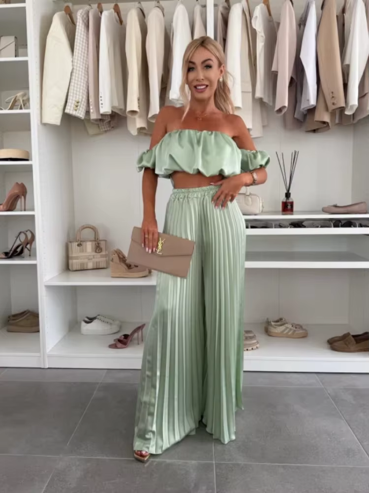 Costume sans bretelles pour femmes, élégant, décontracté, couleur unie, pantalon élastique pliable, 