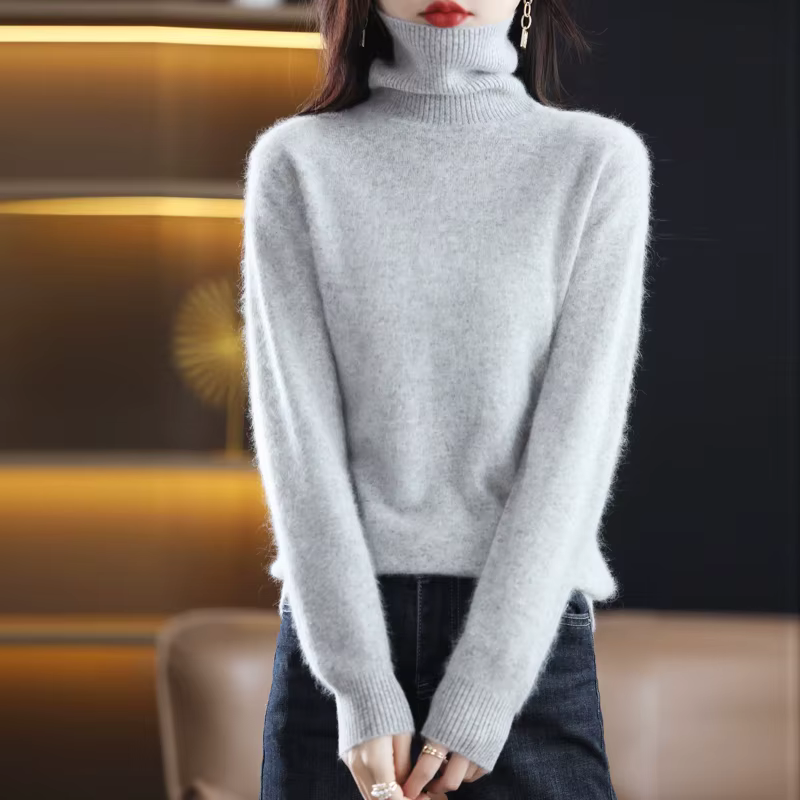 Nouveaux vêtements pour femmes pour l'automne/hiver 2024 100% pull à col roulé en peluche vison pull