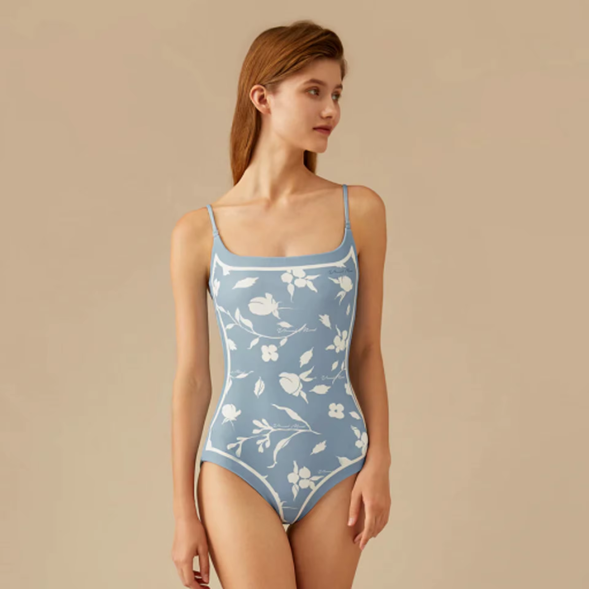 Maillot de bain Ins Wind Double face imprimé petit maillot de bain une pièce bustier tubulaire rétro