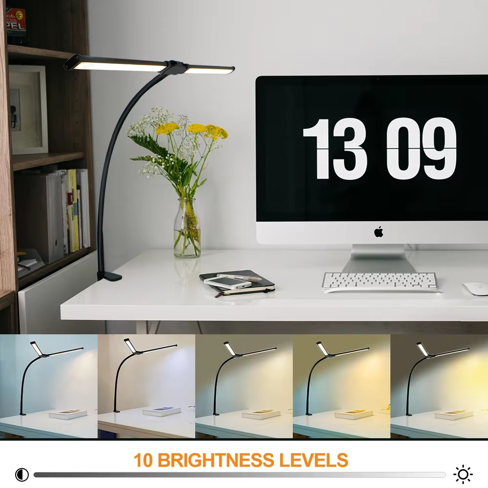 Lampe de bureau architecte LED à tête simple/double/triple pour la maison, soin des yeux, sans lumiè
