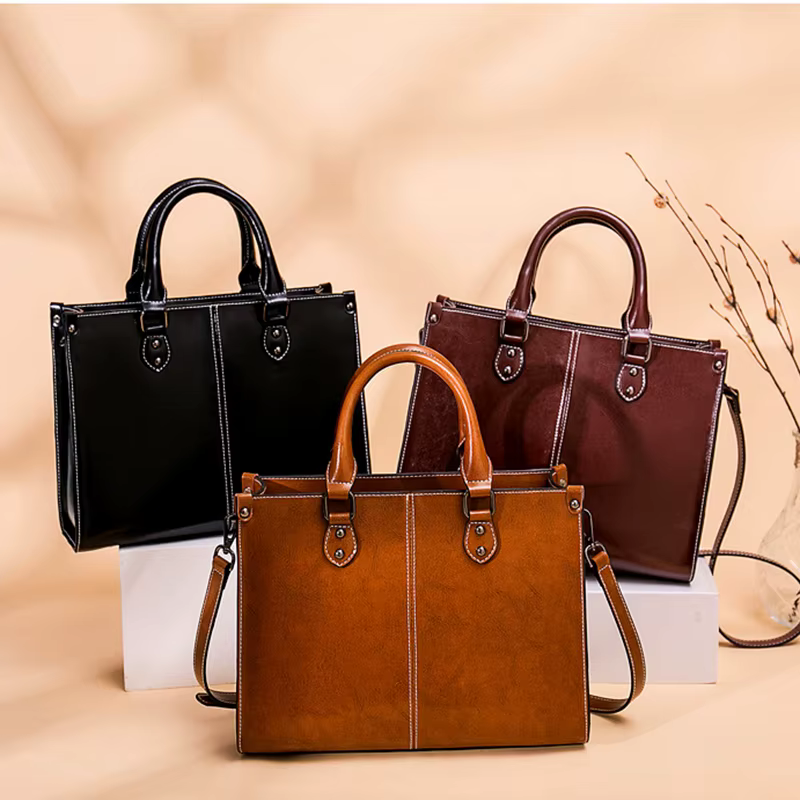 Femmes sac à main bandoulière sac fourre-tout en cuir véritable Shopping mode bureau femme véritable