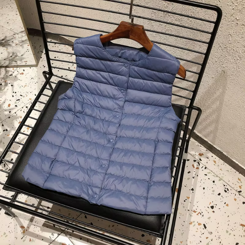Veste en duvet de canard blanc 90% pour femme, gilet Ultra léger, doublure chaude, sans manches, nou
