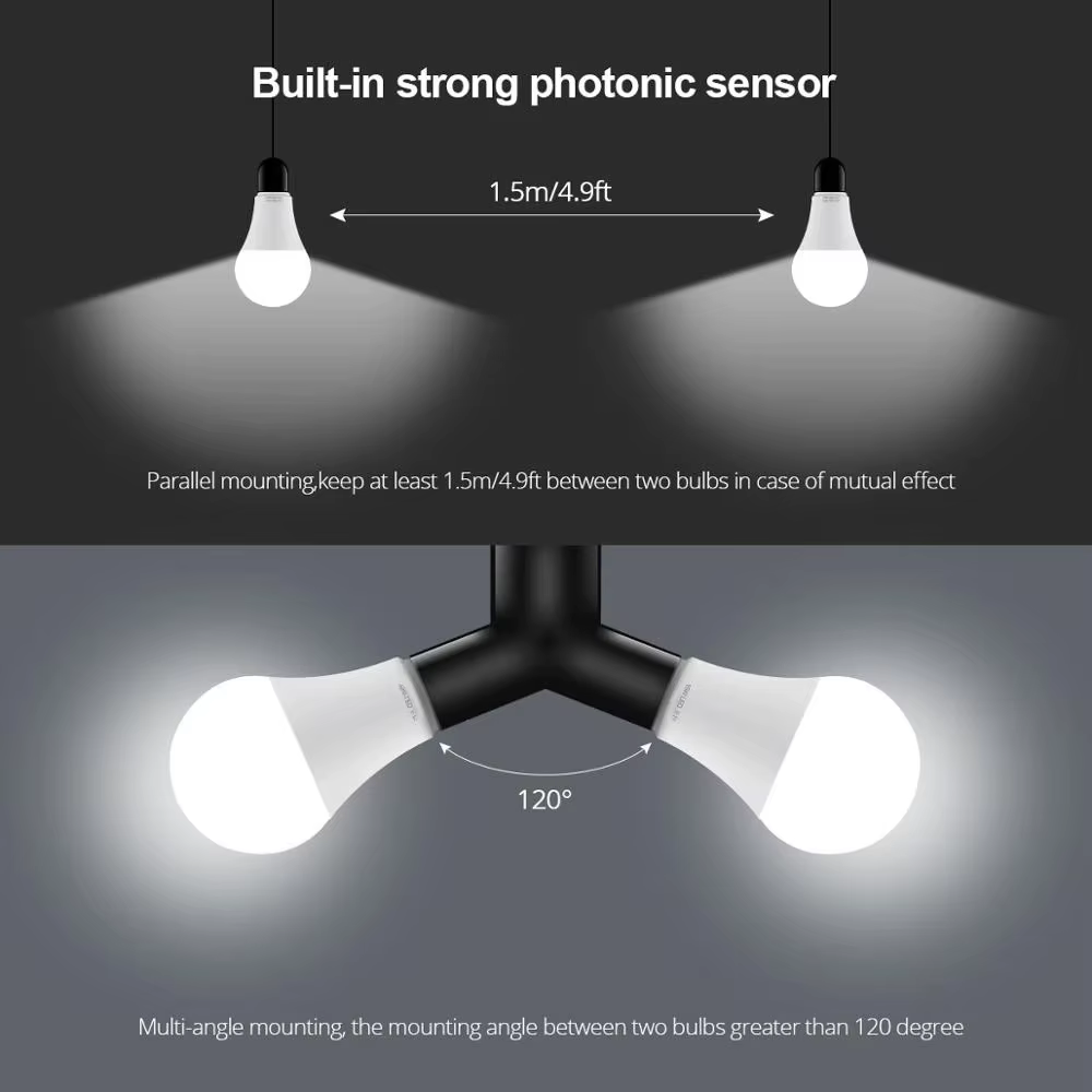 Ampoule LED avec capteur de lumière E27, 15W, crépuscule à l'aube, interrupteur marche/arrêt automat
