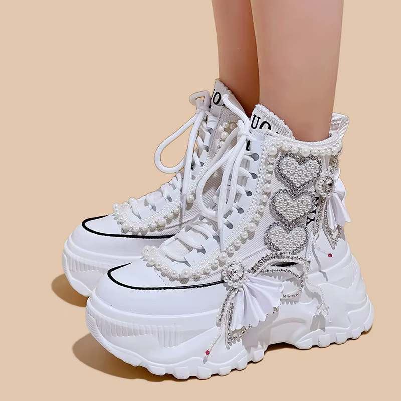 Mode chaussures pour femmes printemps décontracté semelle épaisse 8cm baskets de créateur filles à l