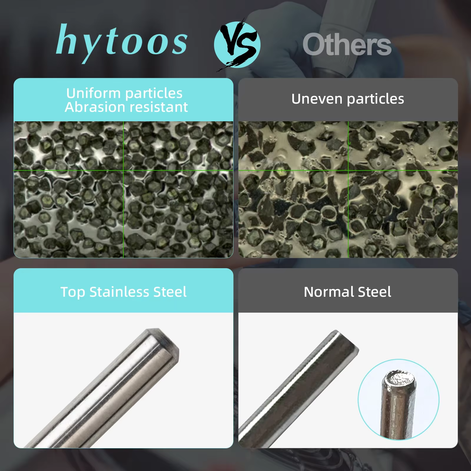 HYTOOS foret à ongles propre pour cuticules coniques de 3 mm, mèches à ongles en diamant russe en ti