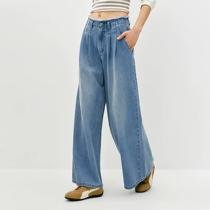 Semir – jean élégant pour femmes, ourlet brut, taille haute, jambes larges, longueur au sol, pantalo
