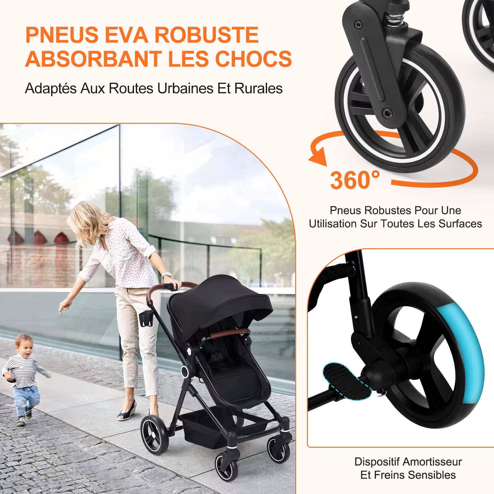 Bumosquito-Poussette 2 en 1 pour enfants de 0 à 36 mois, avec manteaux, jusqu'à 22 noix, pour sport,