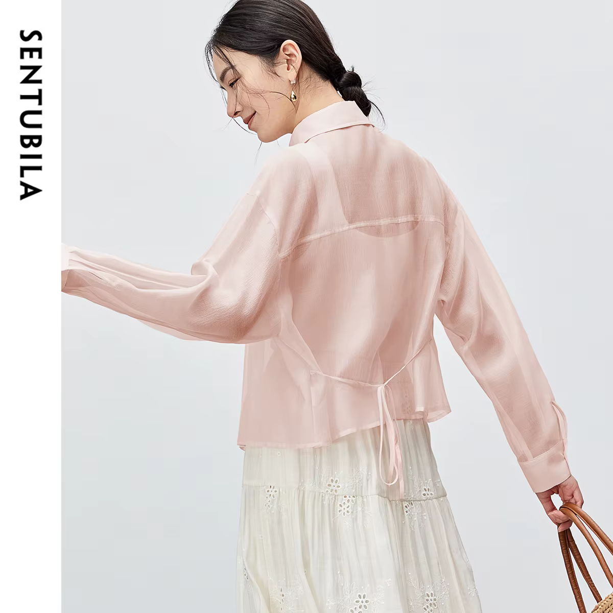 Chemisier femme SENTUBILA en Lyocell, collection Printemps-Été 2026, col à revers, manches longues, 