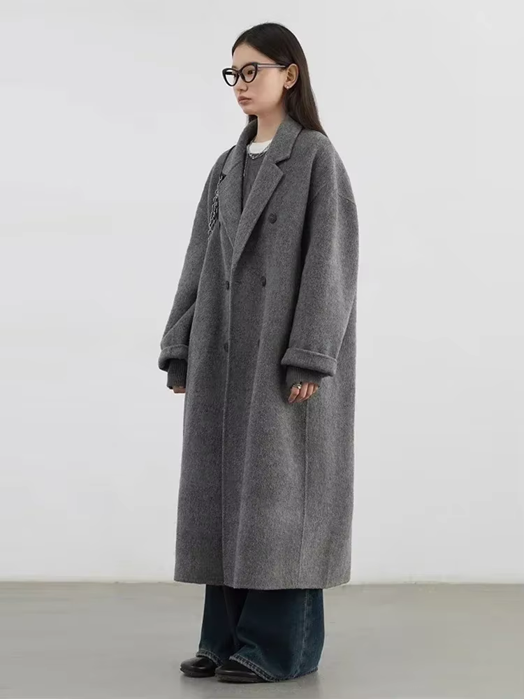 CHIC VEN – manteau en laine pour femme, Double boutonnage, basique, ample, décontracté, rétro, Long,