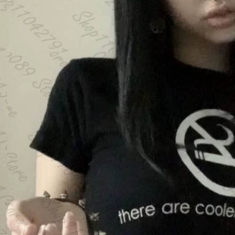 T-shirt Gothique Y2K à Imprimé Lettres Vintage pour Femme, Style Grunge, Esthétique Années 2000, Hau