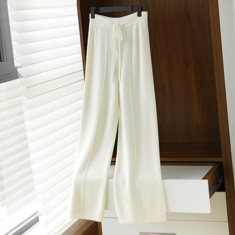Pantalon large en cachemire polyvalent, pantalon en laine, pantalon ample, tube droit, auditif, tric
