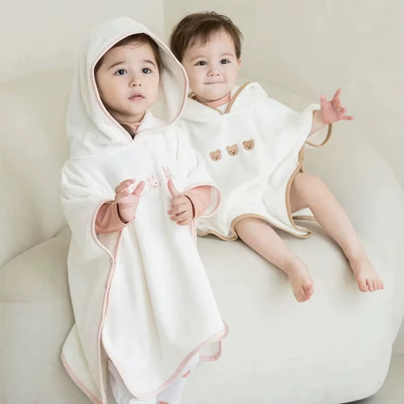Serviette de bain à capuche en velours de corail doux pour bébé, peignoir pour enfant, mignon, Anima