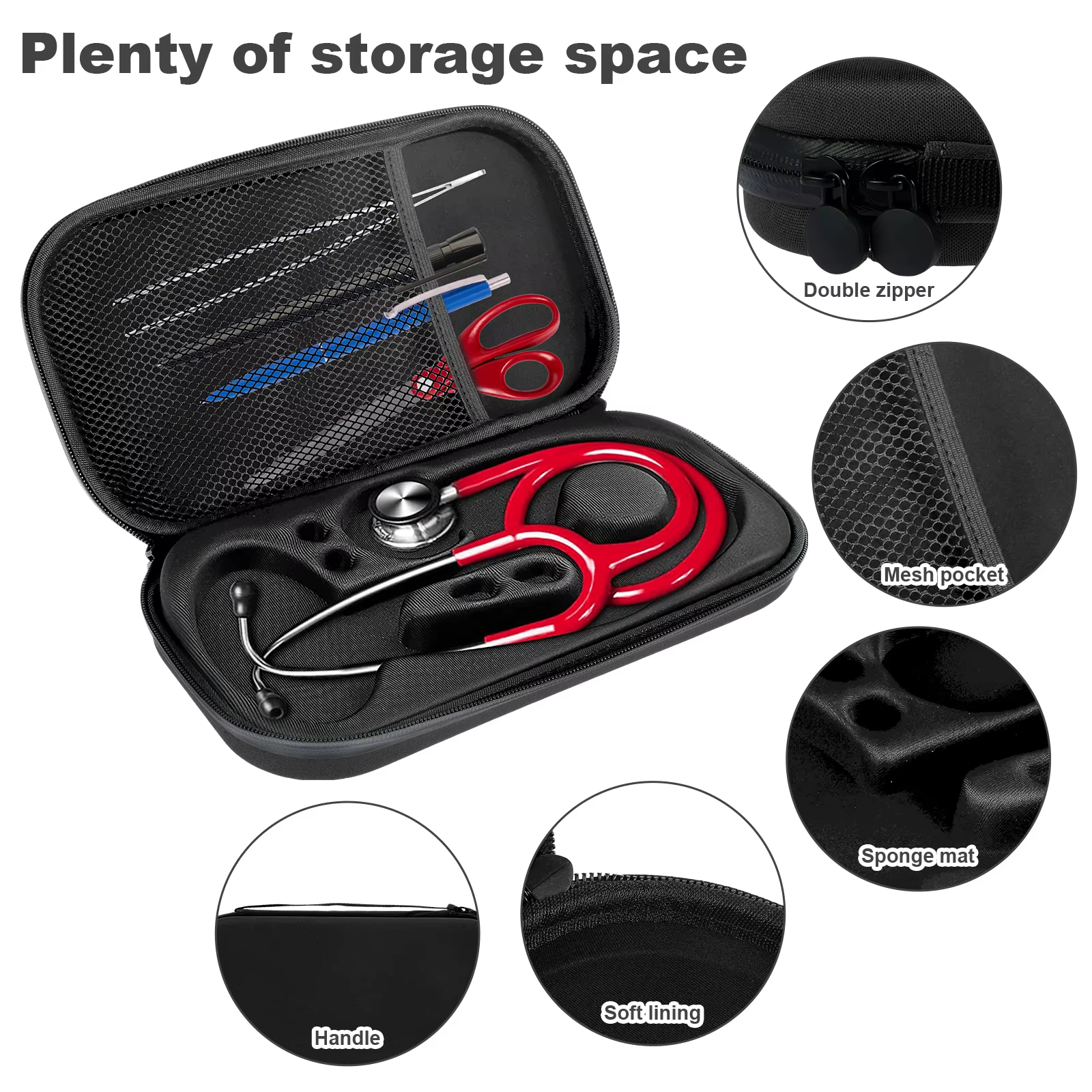 Mallette de transport médicale antichoc pour stéthoscope, sac de voyage portable, sac de rangement l