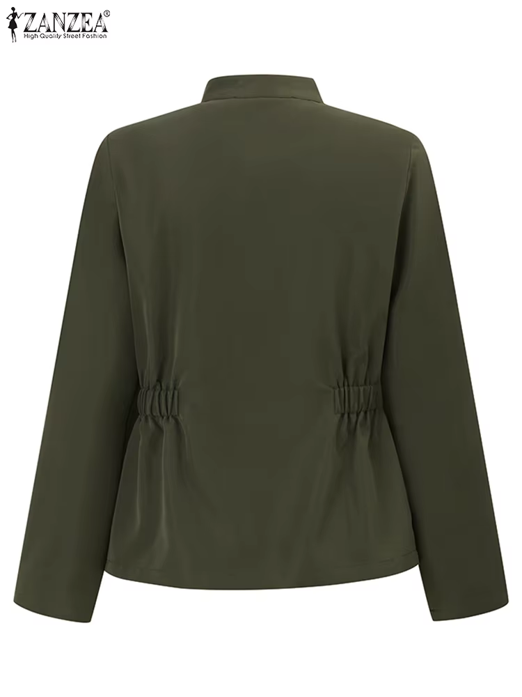 ZANZEA mode automne à manches longues solide coupe ajustée manteaux Vintage femmes vestes de travail