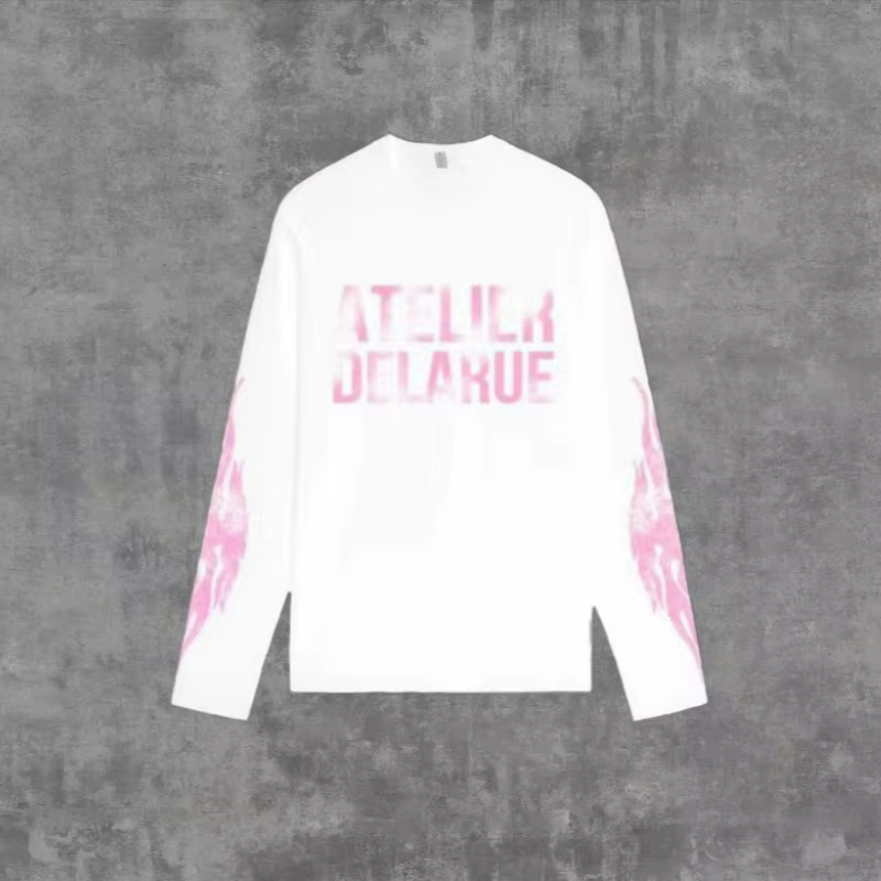 Y2K Harajuku rétro Niche à manches longues imprimé lettre flamme hauts nouvelle mode décontracté con