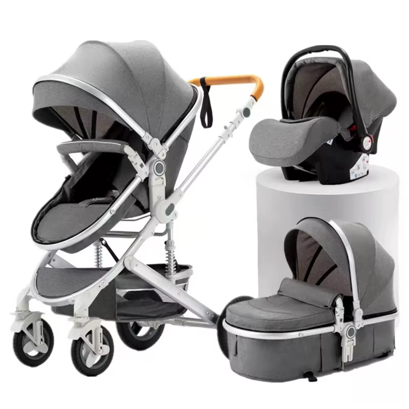 Poussette bébé nouveau-né 3 en 1 avec siège auto poussette bébé haute vue avec fonction assise et co