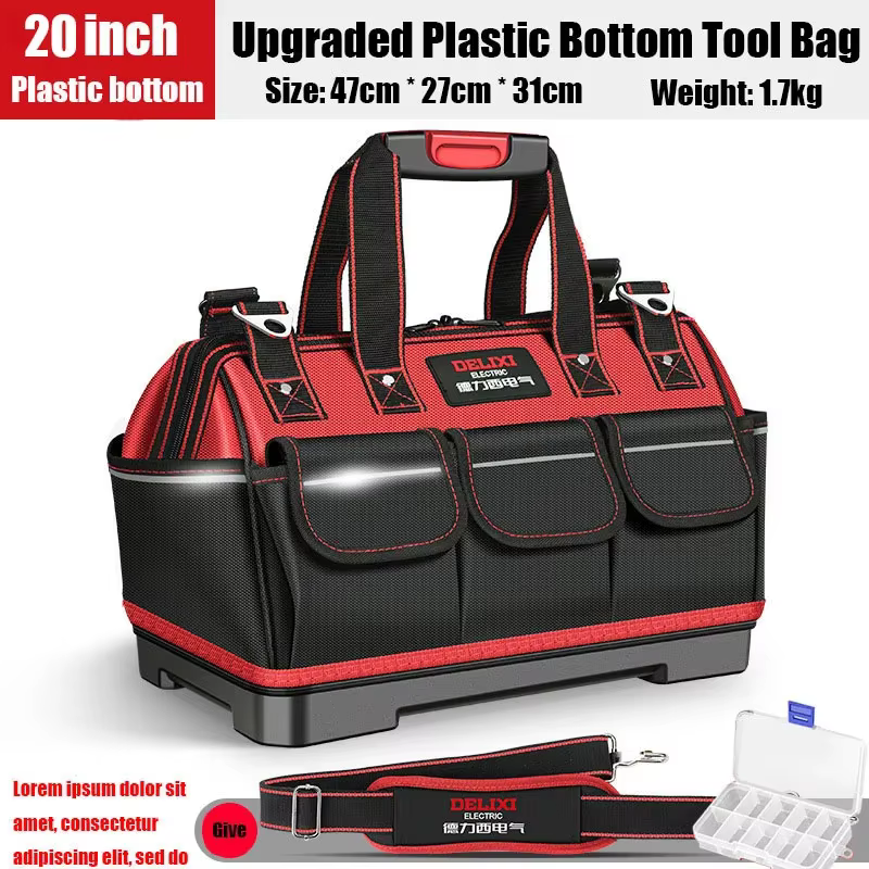 Sac à outils en tissu Oxford 1680D, clé d'électricien professionnel, sac à outils de rangement multi