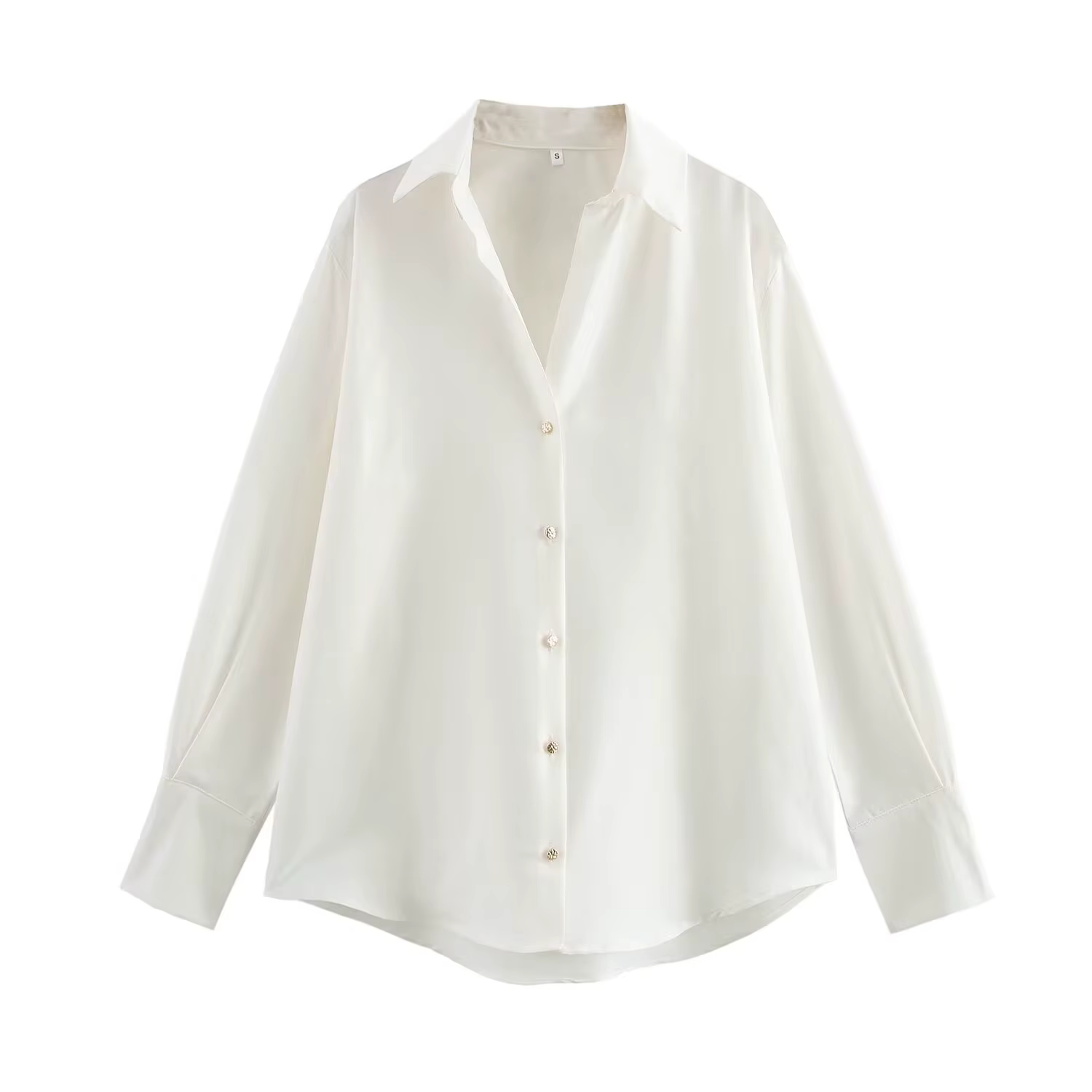 DUOPERI femmes mode Satin marron Blouse revers cou manches longues Vintage femme Chic dame chemises