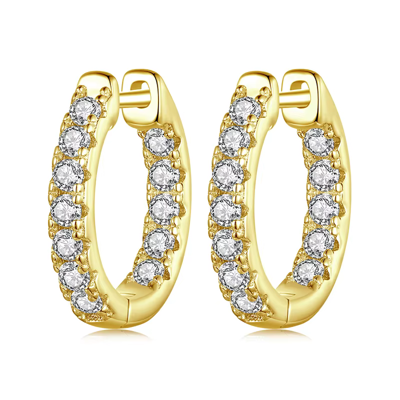 BAMOER – boucles d'oreilles créoles en Moissanite dorée pour femmes, boucles d'oreilles hypoallergén