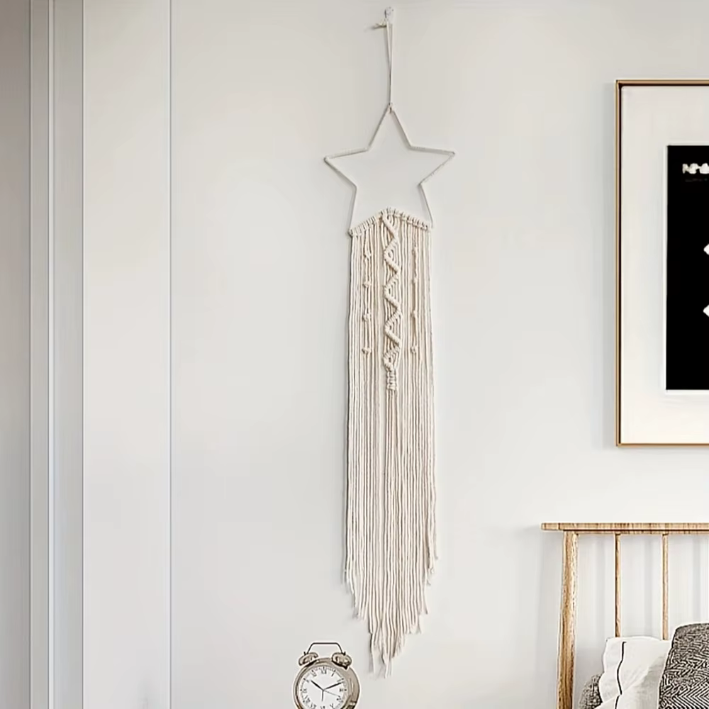 Pendentif tissé étoile et lune, décoration d'intérieur, pendentif de chambre à coucher, cadeau de va