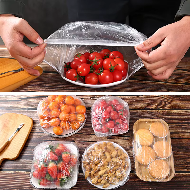 Couvercle alimentaire jetable réutilisable, enveloppe en plastique, couvercles alimentaires élastiqu