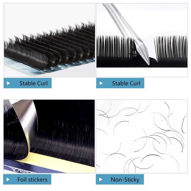 Yelix cils Ellipse plats pointes fendues B/C/CC/D/D + cils bouclés 0.15mm 0.20mm fournitures d'exten