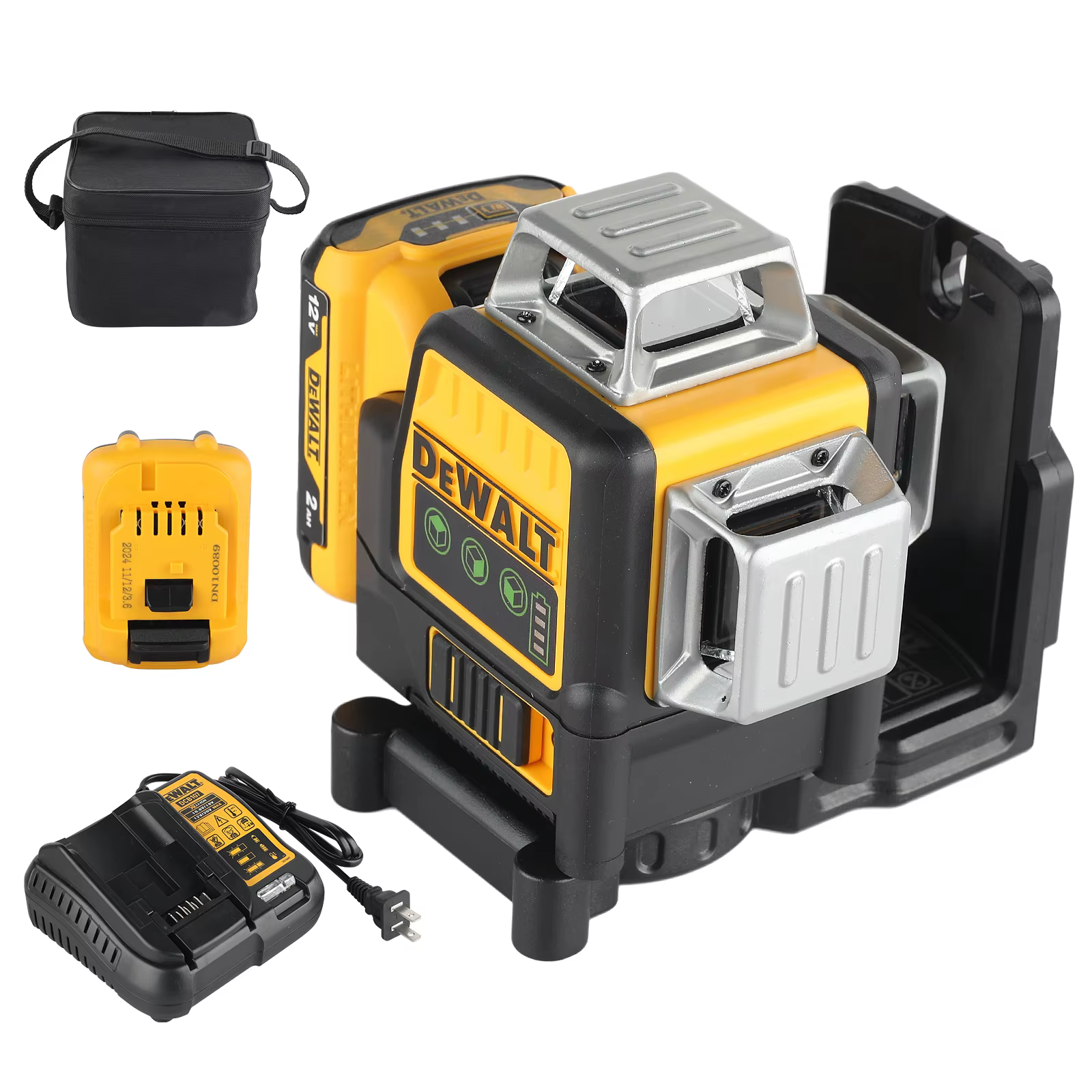 Dewalt DW089LG Niveau laser à faisceau vert 12 lignes - 360 °   Couverture sur 3 côtés, Li-Ion 12 V,