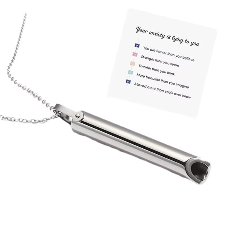 Collier sifflet en acier inoxydable pour soulager l'anxiété, outil de pleine conscience, arrêter de