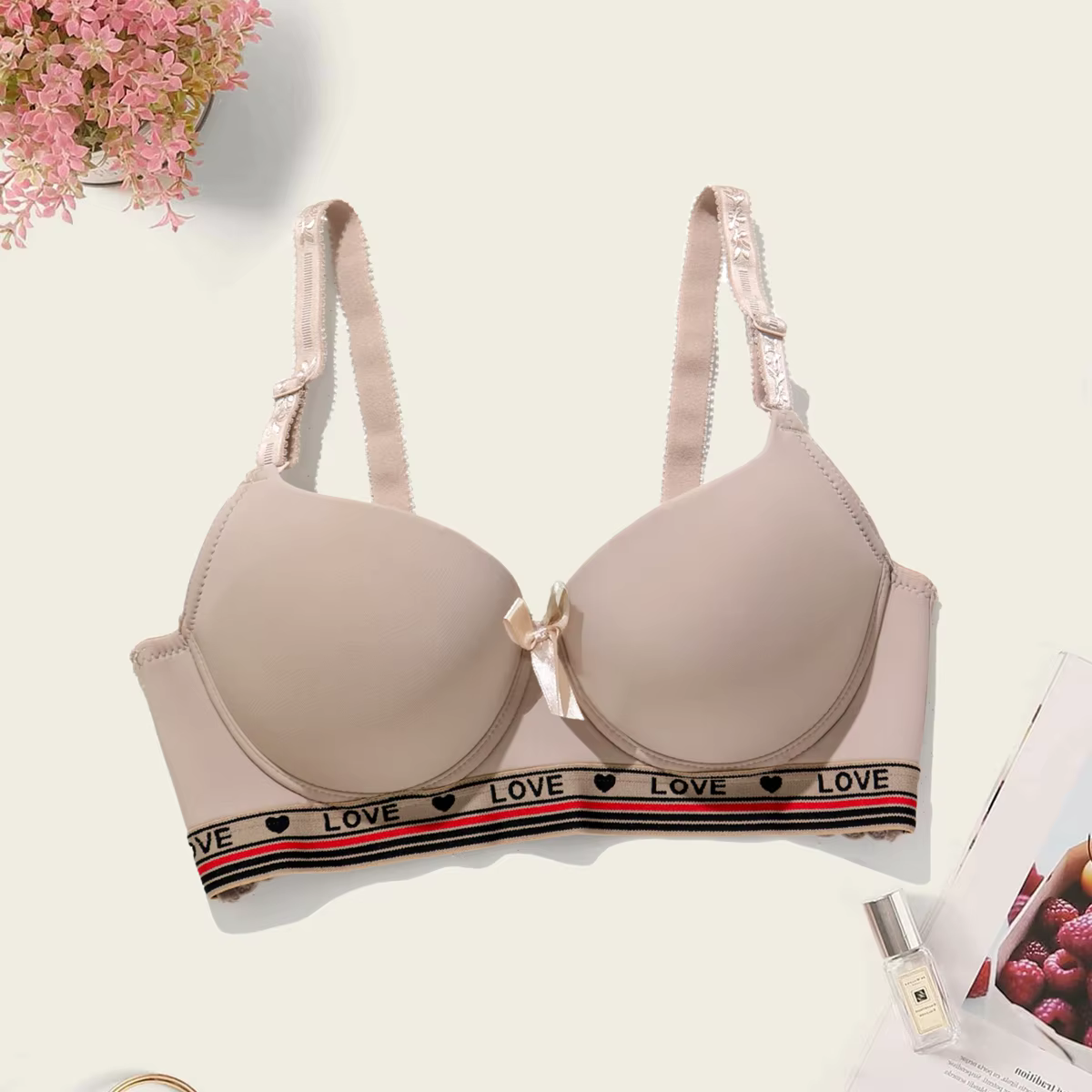 BEAUWEAR – soutien-gorge de Sport à rayures avec lettres imprimées, soutien-gorge Push Up avec fil, 