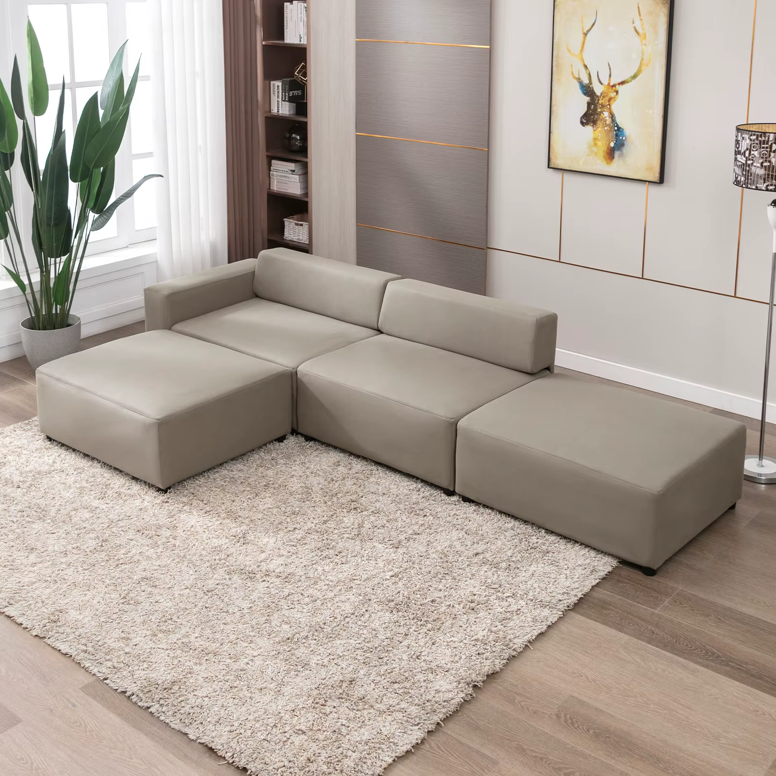 HORGgland-Canapé convertible O, canapé sectionnel en forme de L, canapé sectionnel modulaire