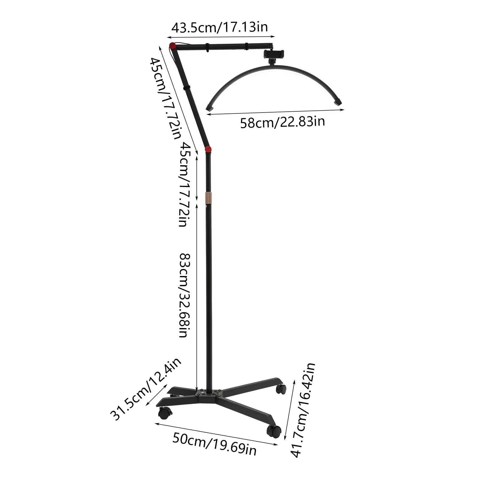 Lampe LED 36W pour extensions de cils, hauteur réglable, 360° ° Lampe à ongles rotative sur roulet