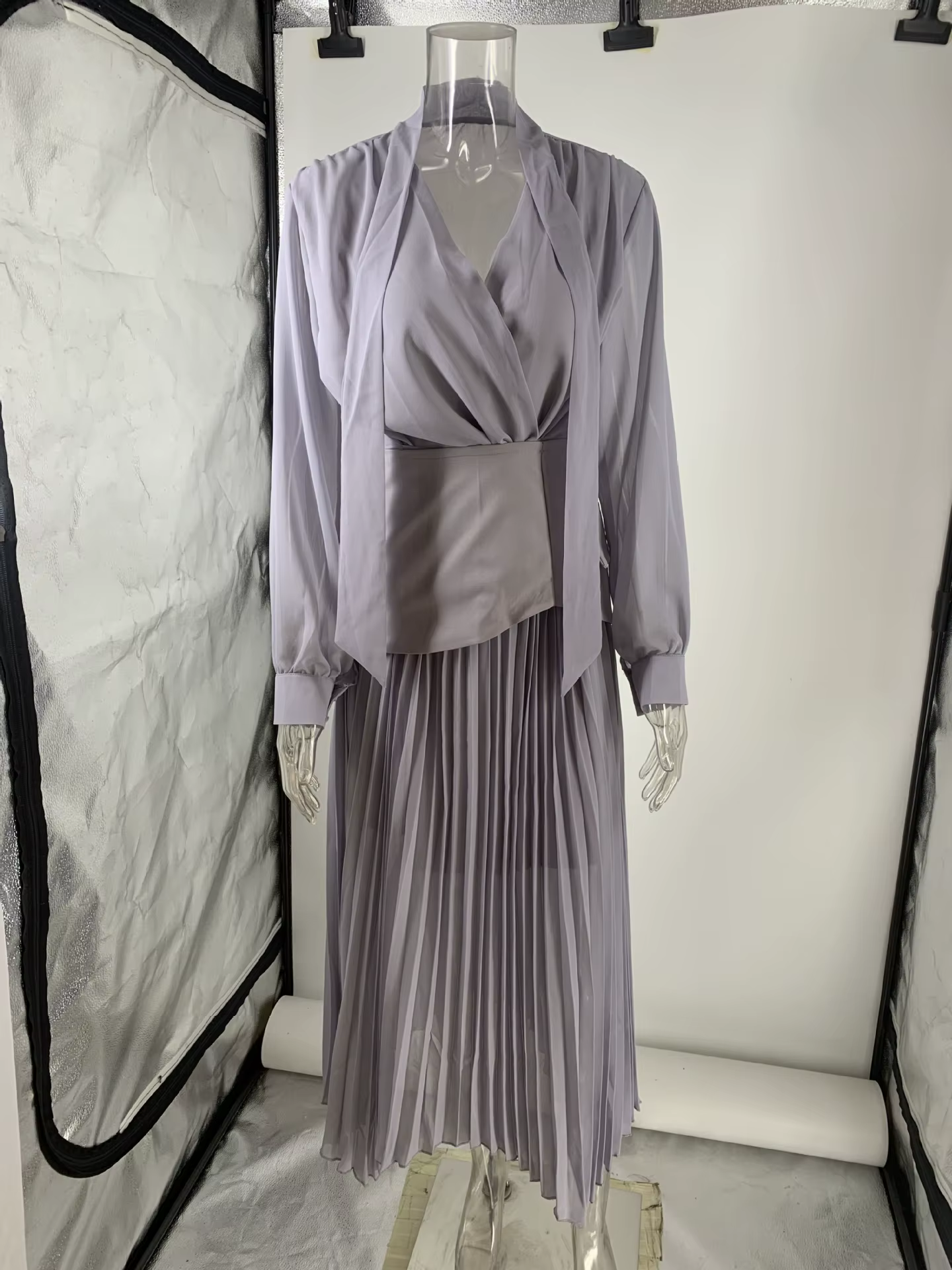 Ensemble deux pièces en mousseline de soie pour femmes, jupe de trajet, tenues amples élégantes, man