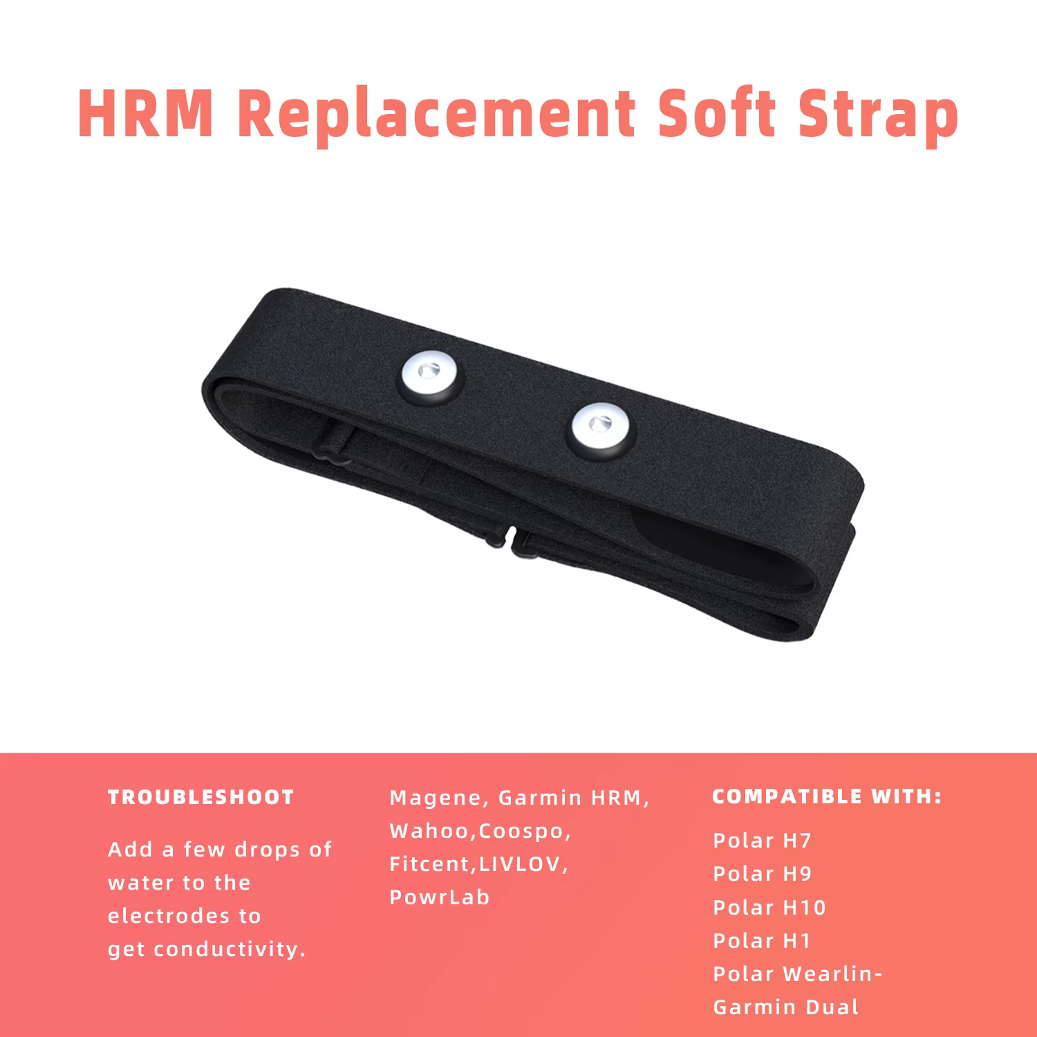 Sangle de remplacement pour moniteur de fréquence cardiaque, 1 pièce, Compatible avec Polar H7 H9 H1