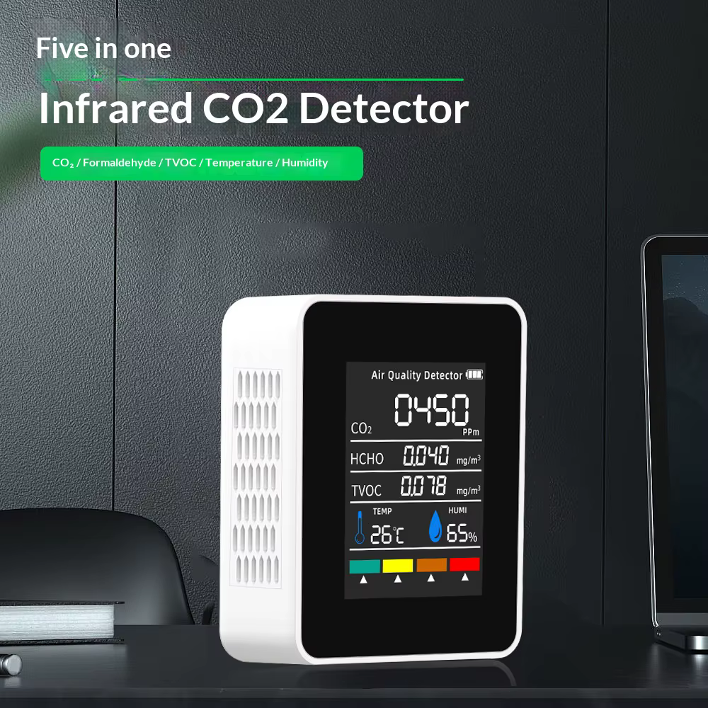 Nouveau compteur de CO2 multifonctionnel 5 en 1, testeur numérique de température et d'humidité, dét