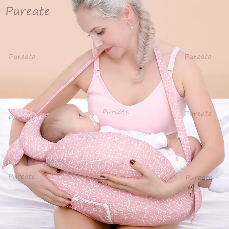 Oreiller d'allaitement multifonction licou avec bandoulière, oreiller pour bébé, dessin animé pour n
