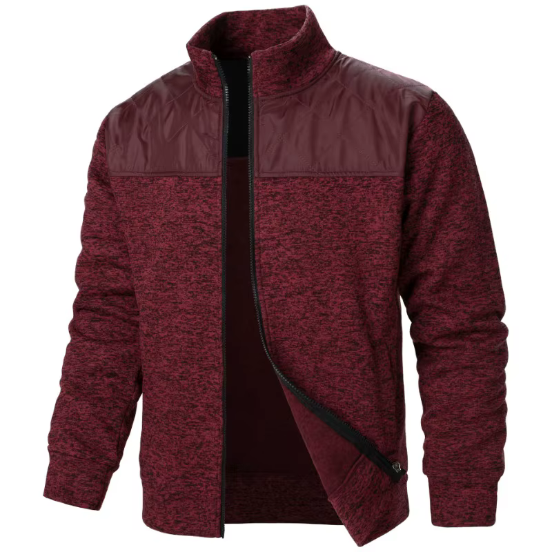 Sweat-shirt Patchwork pour hommes, veste à col montant, Cardigan ajusté, Streetwear, vêtements de sp