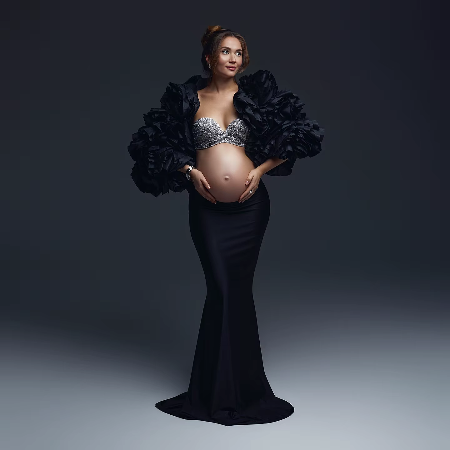 2025 Manteau court superposé à volants noirs de style coréen tendance – Vêtements d'extérieur sculpt