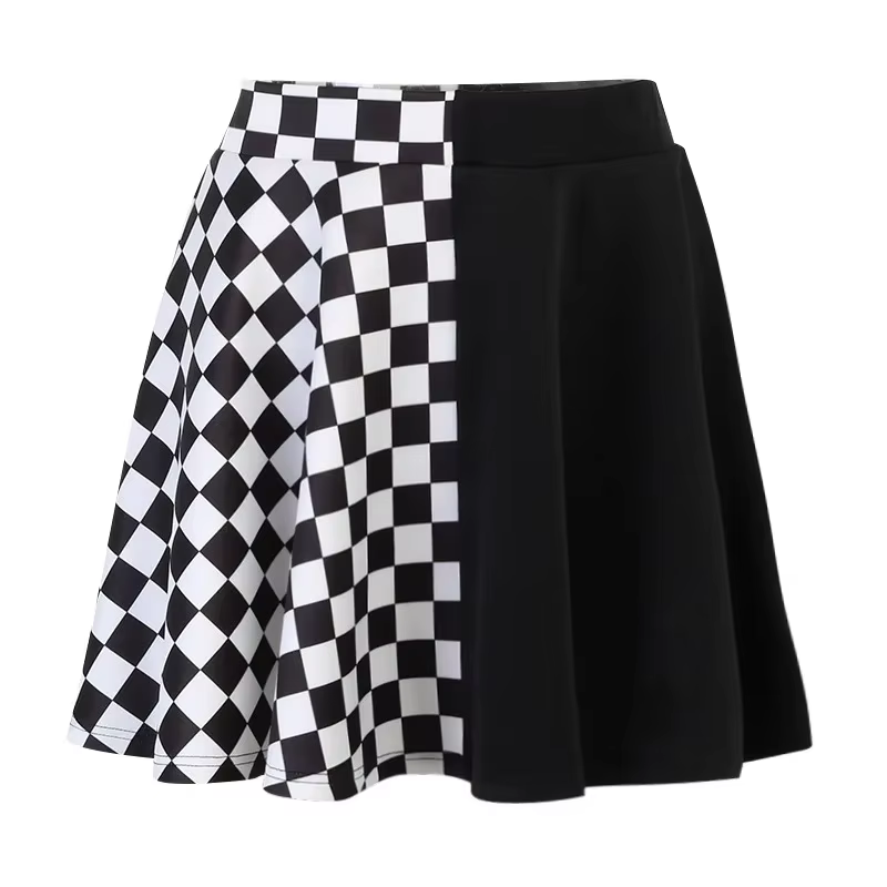 Jupe gothique sexy taille haute pour fille noire, jupe Harajuku Y2k, abonnés à la couture à carreaux