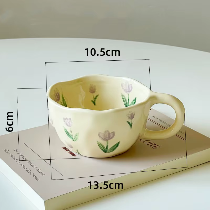 Tasses en céramique à fleurs irrégulières pincées à la main, tasses à café, tasse à thé au lait, Sty